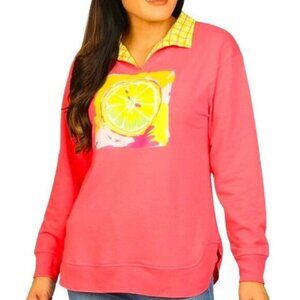 Herritage Charm Long sleeve Top w/Lemon Slice X LARGE PETITE (5858)